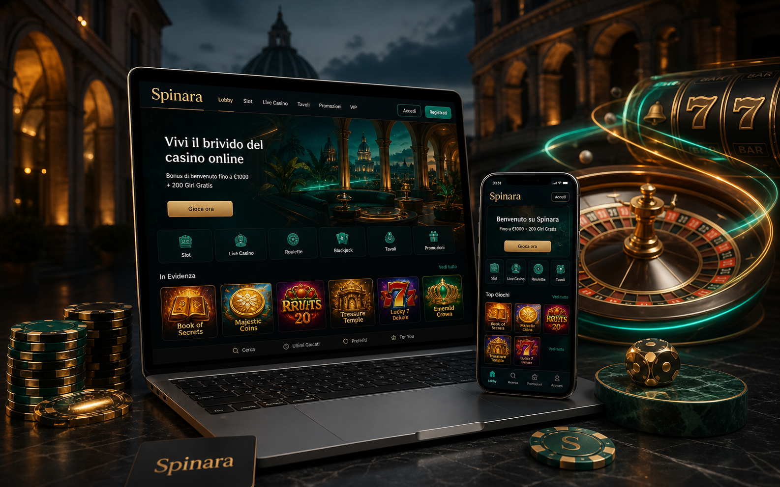 Spinara in versione casino mobile e desktop.